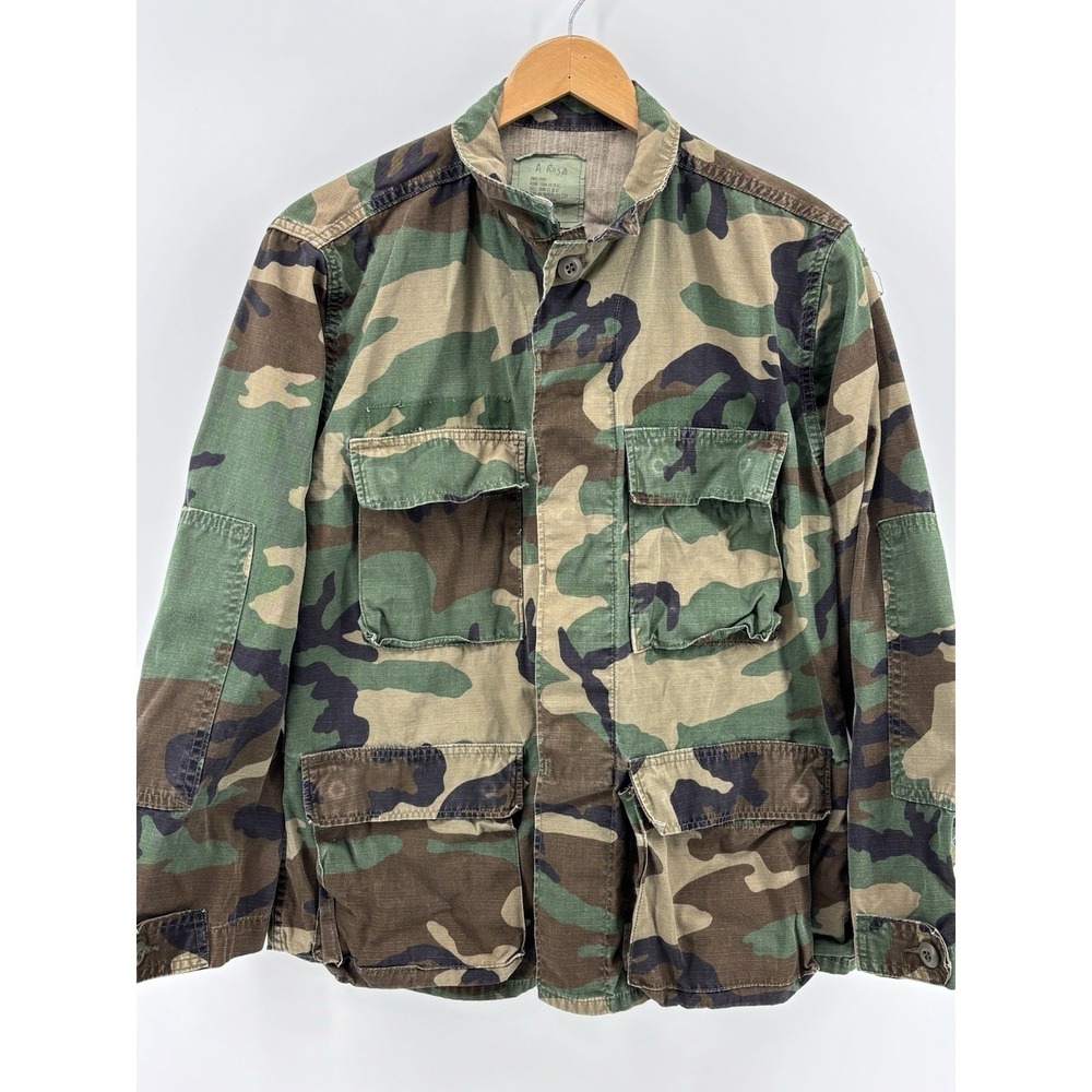 US Army BDU Coat Men's Woodland Camo Hot Weather 90s Vintage SMALL SHORT Worn